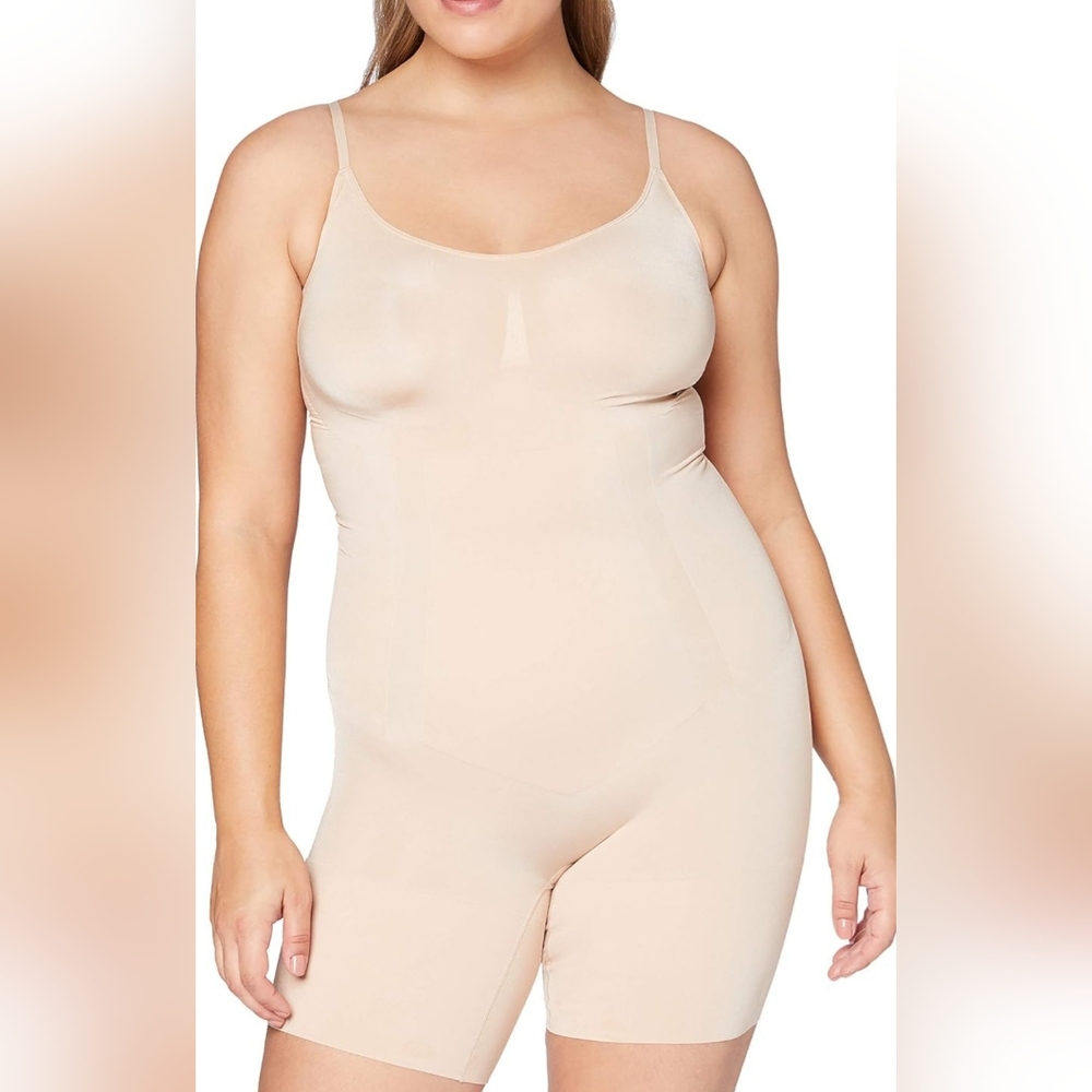 Spanx Mid-thigh Bodysuit-3XL-Soft Nude